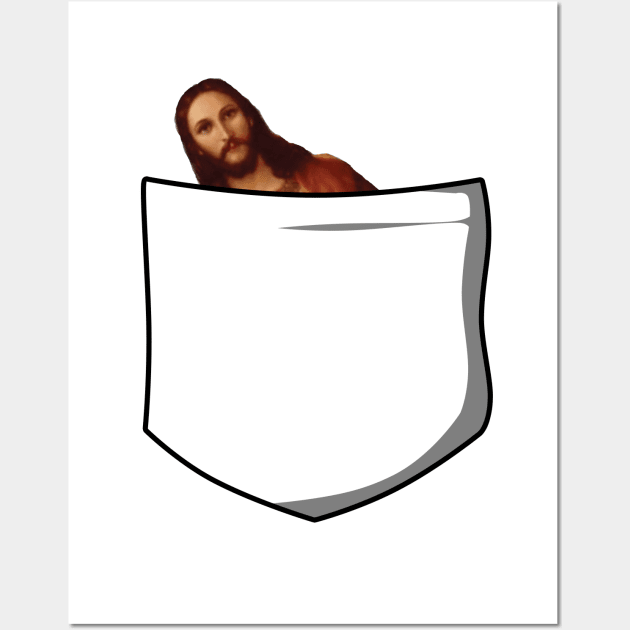 Pocket Peeking Jesus Wall Art by jimmylemon